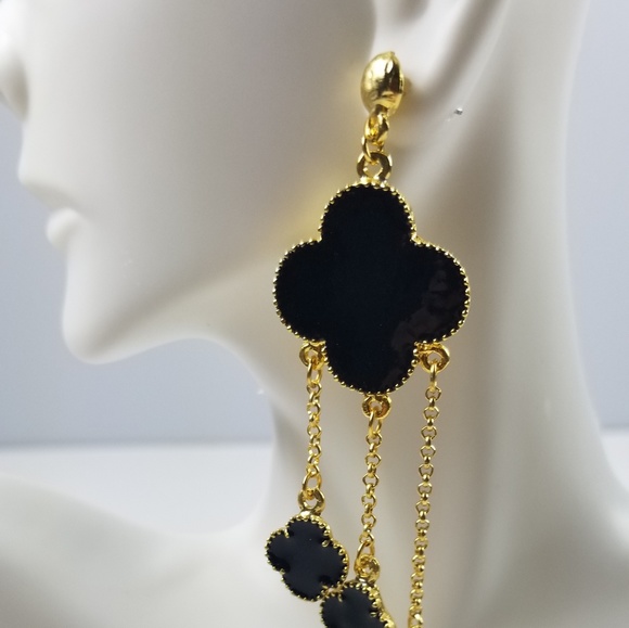 Leaf clover drop dangle earring - Picture 4 of 5